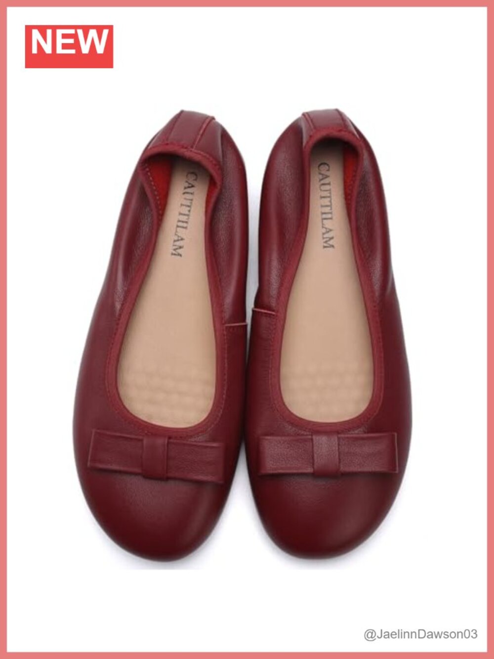 Genuine Leather Ballet Flats Women Bow Detail Round Toe Comfortable Work Shoes